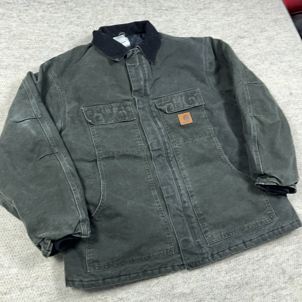 Carhartt Arctic Jacket Men XXL 2XL Moss Olive Green Duck Canvas C26 MOS VTG - Picture 2 of 16